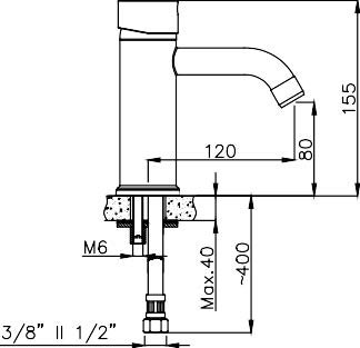 Rondo Self Closing Basin Faucet Single inlet.