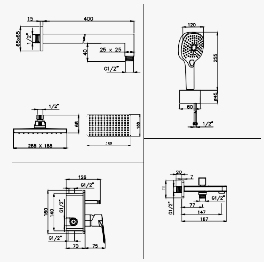 Bloc Comfort 2-Way Concealed Bath Faucet Set