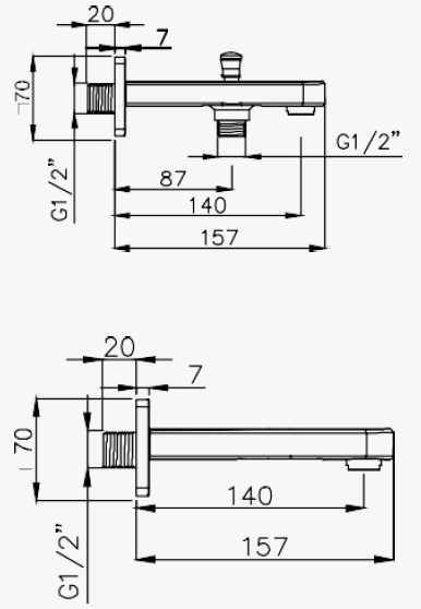 NOVA EV - Slim Concealed Bath Spout